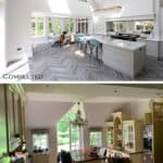 Before - After - Kitchen 2 - Keeps Architect, Joaquin Gindre, Surrey Architect, Planning Application, Vaulted ceiling, new Kitchen, herringbone floor
