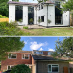 13 Keeps Architect - Joaquin Gindre, Planning application, extension, exposed beams, kitchen extension, surrey architect - Front 1 - 3 Before & After